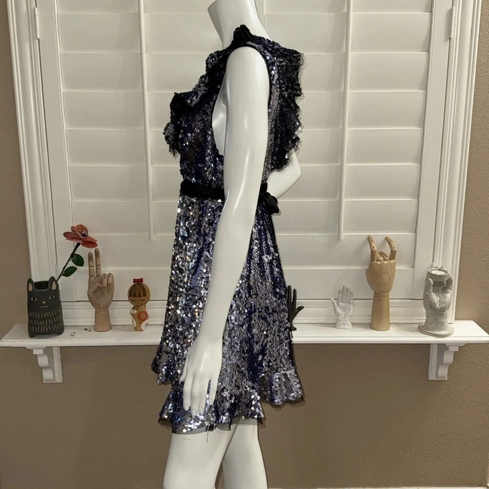 Free People Sequin Siren Ruffled Mini Dress